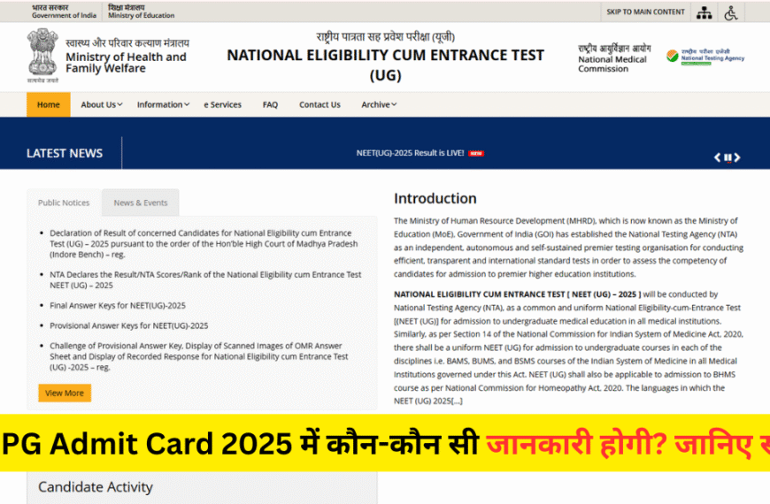 NEET PG Admit Card 2025