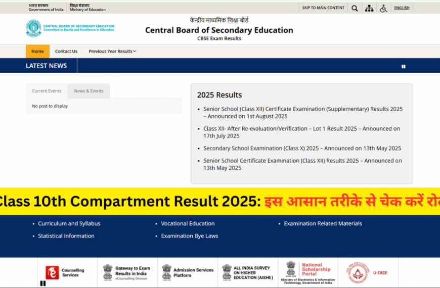 CBSE Class 10th Compartment Result 2025